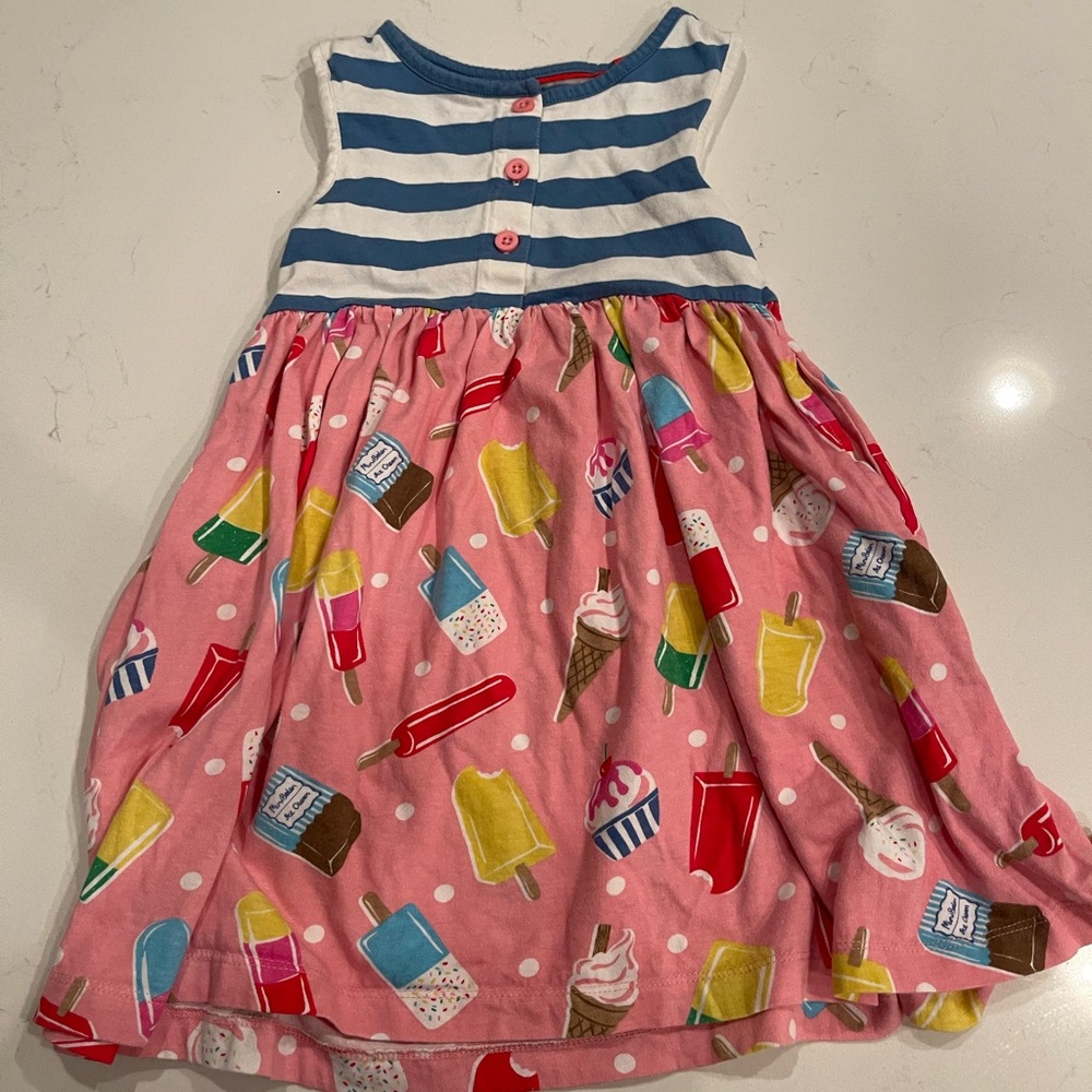 Baby Boden 4-5 Year ice cream dress with blue and white stripes